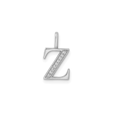 14k Yellow Gold Initial Z Pendant for Women with Pavé Diamond Accents, High Polish Alphabet Charm, Elegant Monogram Necklace Accessory, Personalized Letter Jewelry