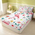 thumbnail image 3 of Erosebridal Cute Flamingo Zipper Twin Comforter Sets with Fitted Sheet and 2 Pillowcases, Cartoon Floral Animal Zipper Bedding Set, Pink Reversible, Blush Pink Flamingo, Pink Reversible, 3 of 7
