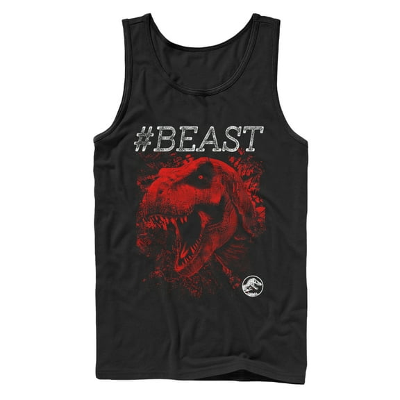 Men's Jurassic World #Beast T. Rex  Tank Top Black Medium