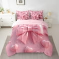 thumbnail image 2 of Erosebridal Bowknot Print Bedding King Size, Girly Pink Heart Bed in a Bag King size, Romantic Love Reversible Bed Set, Ultra Soft Bedroom Decorative, 7pcs, 2 of 6