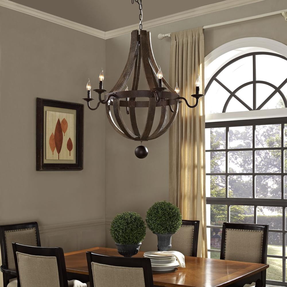 Modway Ballista 6 Light Chandelier in Antique Brass