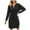 Black, variant on Women's Fall Winter Fashion Mid-Length Loose Fit V-Neck Long Sleeve Solid Color Knit Sweater Dress, Casual and Chic Dress for Everyday Comfort,Army Green,L