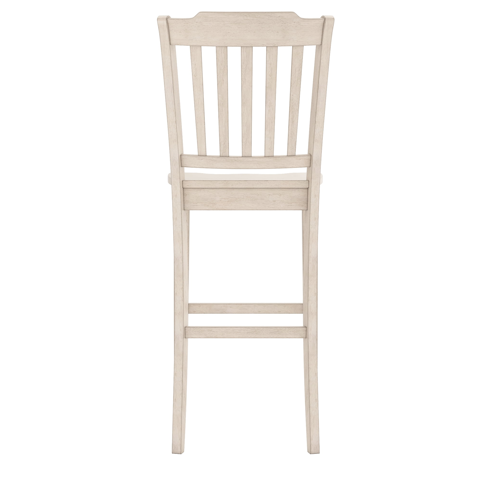Weston Home Farmhouse Vintage Slat Back Solid Wood Bar Height Chair, Set of 2, Antique White