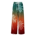 thumbnail image 4 of Petite Boho Print Palazzo Pants for Women High Waist Wide Leg Dressy Beach Vacation Trousers Saffron L, 4 of 7