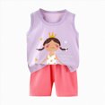 thumbnail image 4 of TOWED22 Baby Girl Sweet Clothing Sets 2 Piece Sleeveless Tank Tops and Shorts Adorable Casual Summer Outfits(Light Purple,18-24 M), 4 of 4