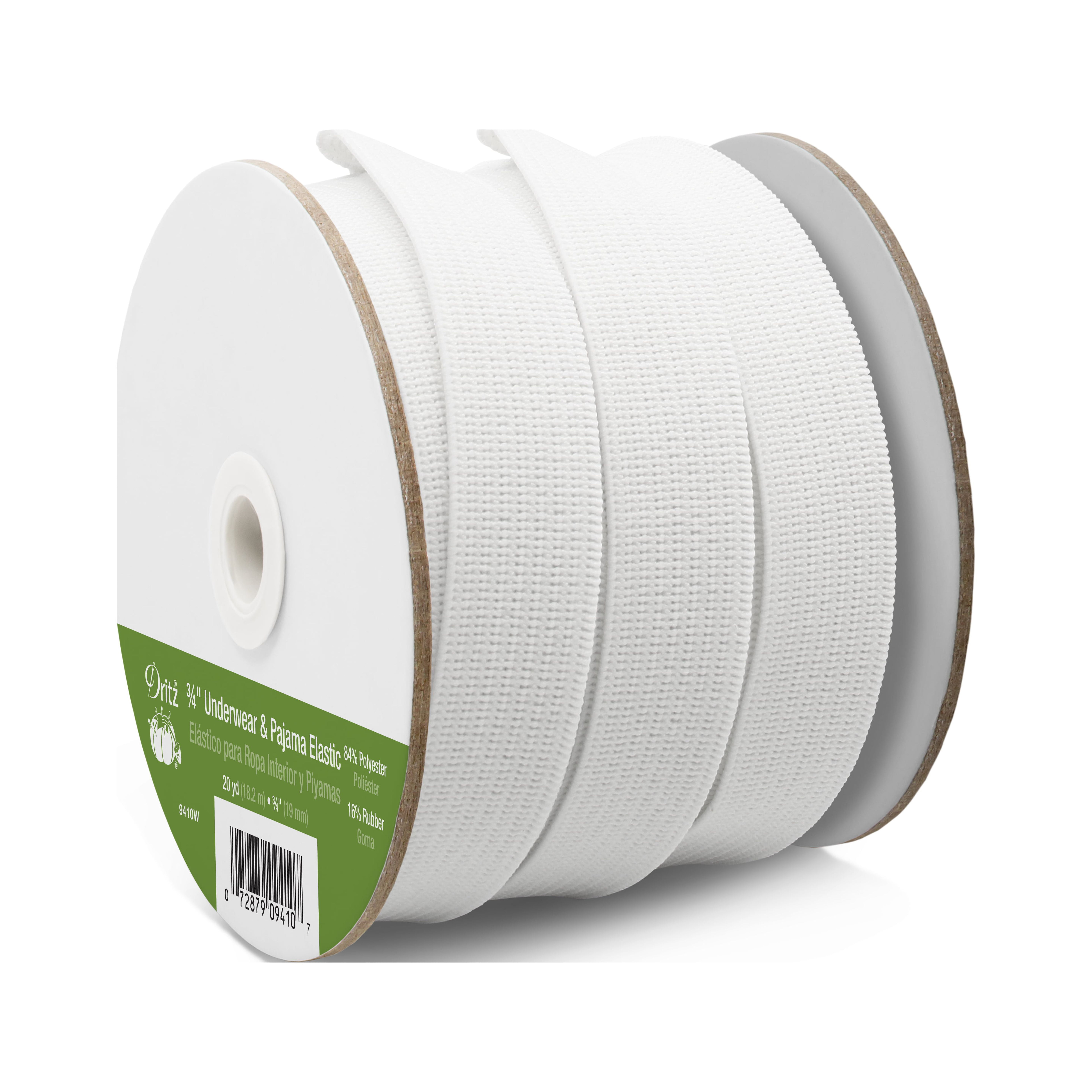 Dritz Elastico Pieghevole Per Cucito - 1,7 Metri, Larghezza 2,5 Cm, Colore Bianco