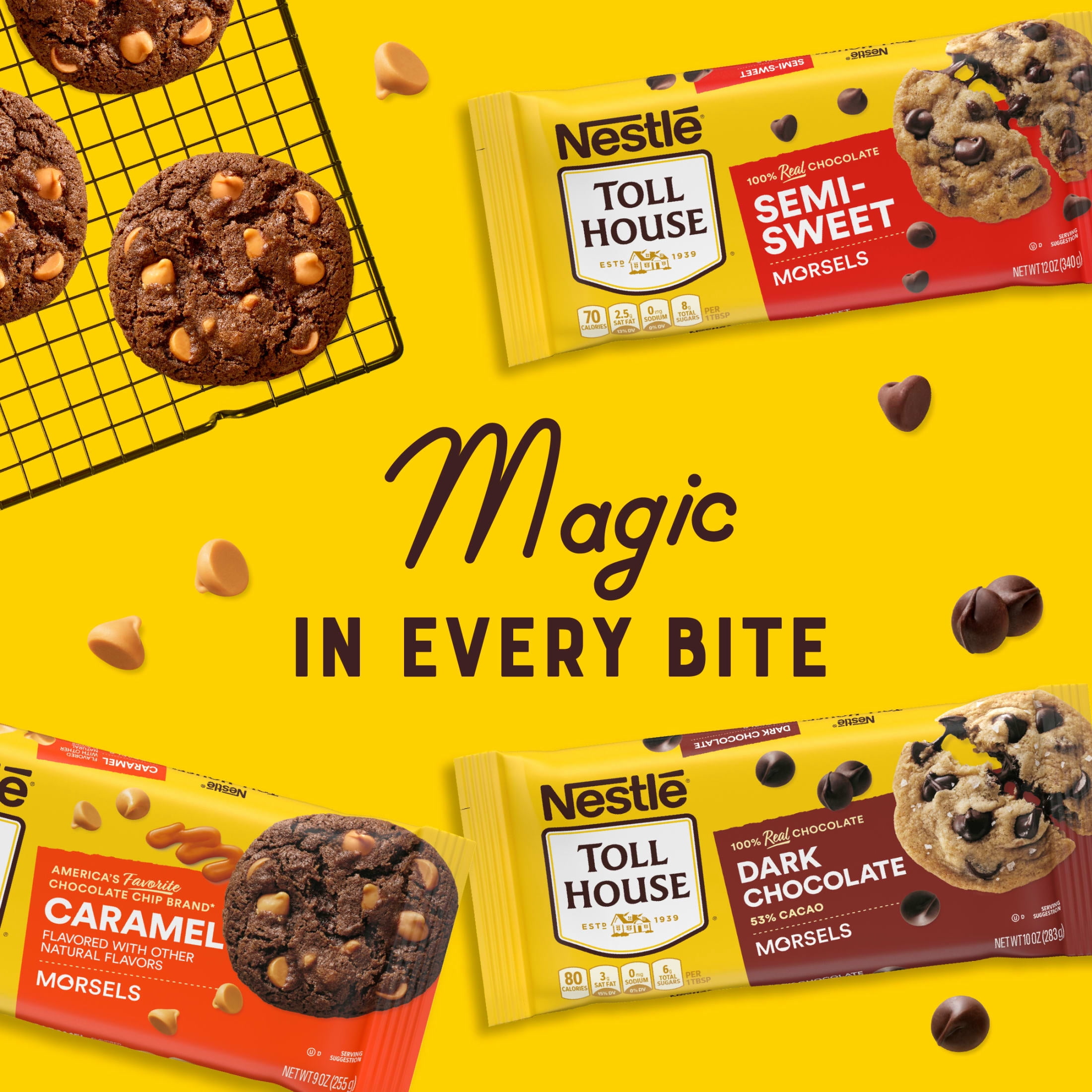 Nestle Toll House Caramel Flavored Morsels, Caramel Chips for Baking, Gluten Free 9 oz
