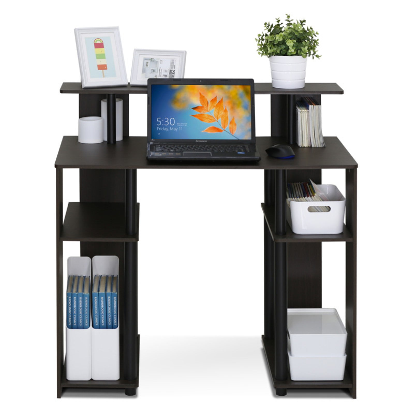 Furinno Jaya Simple Design Computer Writing Desk Walnut