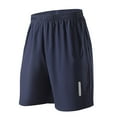 thumbnail image 2 of Men's Shorts Solid Color Polyester Shorts Outdoor Sports Versatile And Casual Five Quarter Pants Running Basketball Workout Beach Shorts with Pockets Navy 5XL, 2 of 6