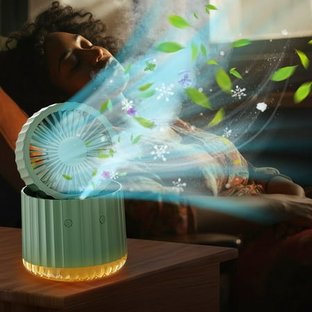 

Fnyoxu USB Desk Fan Mini Personal Fan Portable Humidifying Spray Fan Strong Airflow and Quiet Operation Wind Small Cooling Fan 180° Rotatable Head for Home Office Table and Desktop