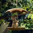thumbnail image 6 of Animal Bird Feeder with Umbrella, Cute Squirrel/Cat/Dog Holding Umbrella Bird Feeder for Outdoors Hanging, Metal Squirrels Feed, Garden Yard Decor, for Birds Lovers Men Women Gifts, 6 of 9