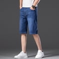thumbnail image 5 of Summer Men‘s Denim Shorts Cotton Lyocell Blend Elasticity Straight Denim Pants Fashion Thin Knee Short Jeans Plus Sizes 42 44 46, 5 of 7