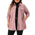 thumbnail image 2 of DARING DIVA Plus Size Corduroy Shirts Button Down Shackets Jacket 1X Pink, 2 of 6