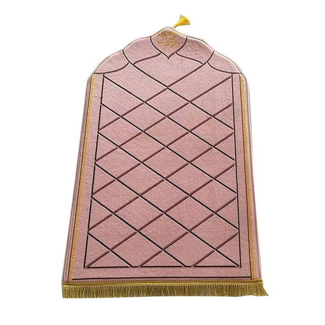 Tapis de Catégorie de Produits - Tapis de Prière Portable en Flanelle Embossée avec Base en Éponge pour Usage Intérieur et Extérieur