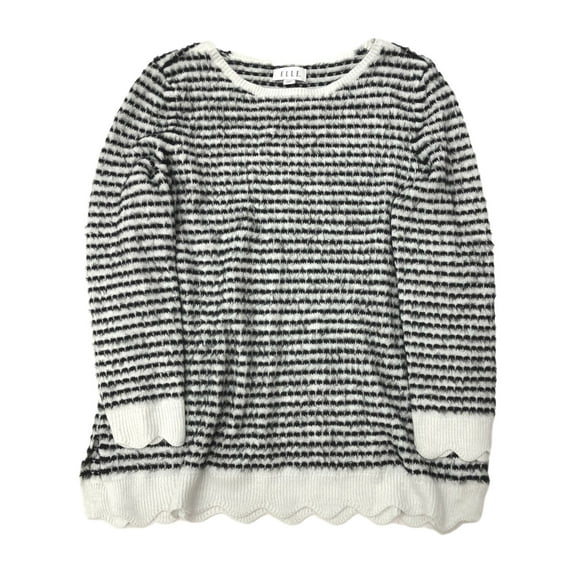 Elle Womens Soft Black & White Stripe Pull-Over Sweater Top XX-Large