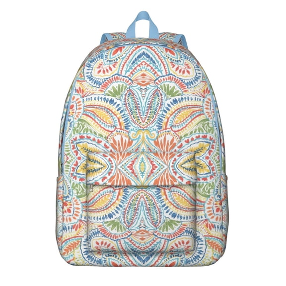 Unisex Vintage Bohemian Backpack, Boho Chic Zipper Rucksack with Front Pocket, Durable Lightweight Daypack for School College Work Travel, Ideal Gift
