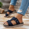 thumbnail image 3 of Womens Orthopedic Walking Sandals Platform Slides Casual Breathable Leather Comfy Cushioned Footbed Walking Shoes Blue Size 9, 3 of 7