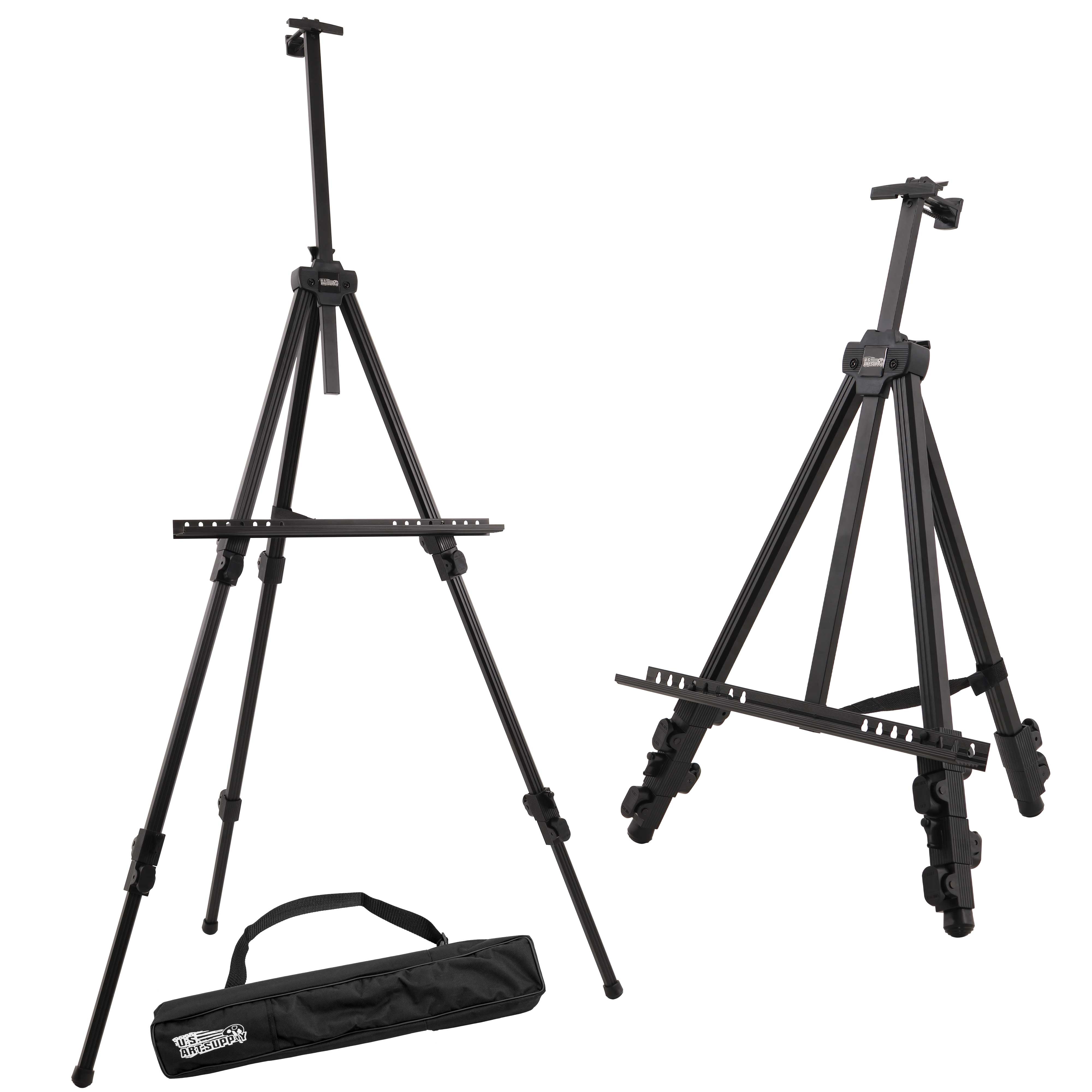 T-Sign 72'' Tall Display Easel Stand Extra Sturdy for Table-Top/Floor Painting Drawing and Display with Bag Black Aluminum Metal Tripod Art Easel Adjustable Height from 22-72”