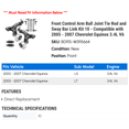 thumbnail image 2 of Front Control Arm Ball Joint Tie Rod and Sway Bar Link Kit 10 - Compatible with 2005 - 2007 Chevy Equinox 3.4L V6 2006, 2 of 2