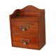 thumbnail image 3 of Caja de almacenamiento de madera con 2 cajones de almacenamiento, estilo vintage, para pared. Marrón, 3 of 9