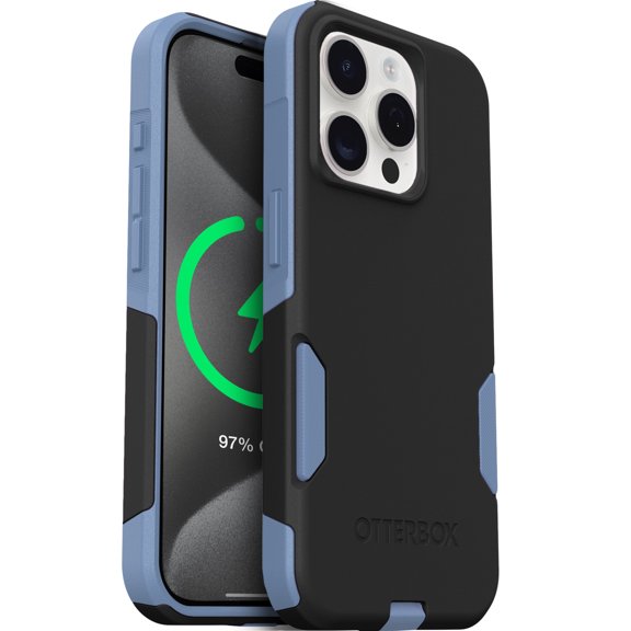 OtterBox iPhone 15 Pro Max Commuter Series Case - MagSafe Edition - Thin & Tough, Pocket-Friendly, with Port Protection - Black & Blue
