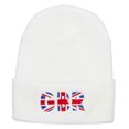 thumbnail image 5 of United Kingdom GBR Flag Embroidered Long Beanie - White OSFM, 5 of 5