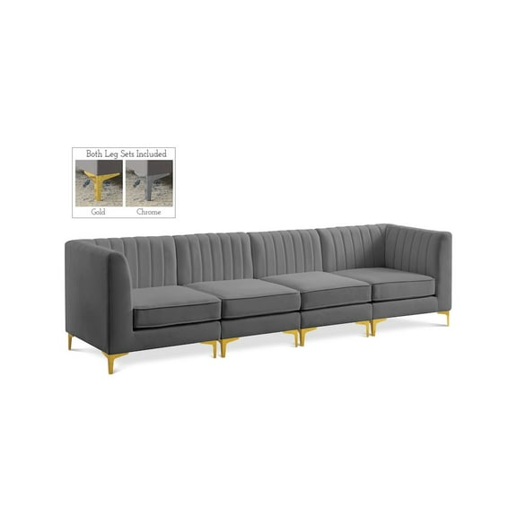 Meridian Furniture Alina Grey Velvet Modular Sofa