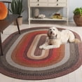 thumbnail image 4 of SAFAVIEH Braided Tendrils Striped Machine Washable Reversible Area Rug, Brown/Rust, 8' x 10' Oval, 4 of 12