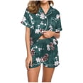 thumbnail image 1 of Rbaofujie Nuisette pour Femmes Femmes Décontractée Imprimée Col Rabattu Blouse à Manches Courtes Mode Short Pyjama Ensemble Pyjama Aguichant pour Femmes, 1 of 5