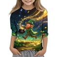 thumbnail image 1 of Tauxra Chandail de la Saint-Patrick pour Adultes, T-Shirt à Manches 3/4 Imprimé Col Rond, T-Shirt Graphique Trèfle Décontracté à Manches Longues pour Activités Festives, 1 of 6