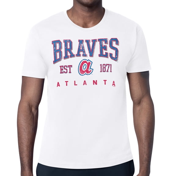Men's Starter White Atlanta Braves Distressed Logo T-Shirt