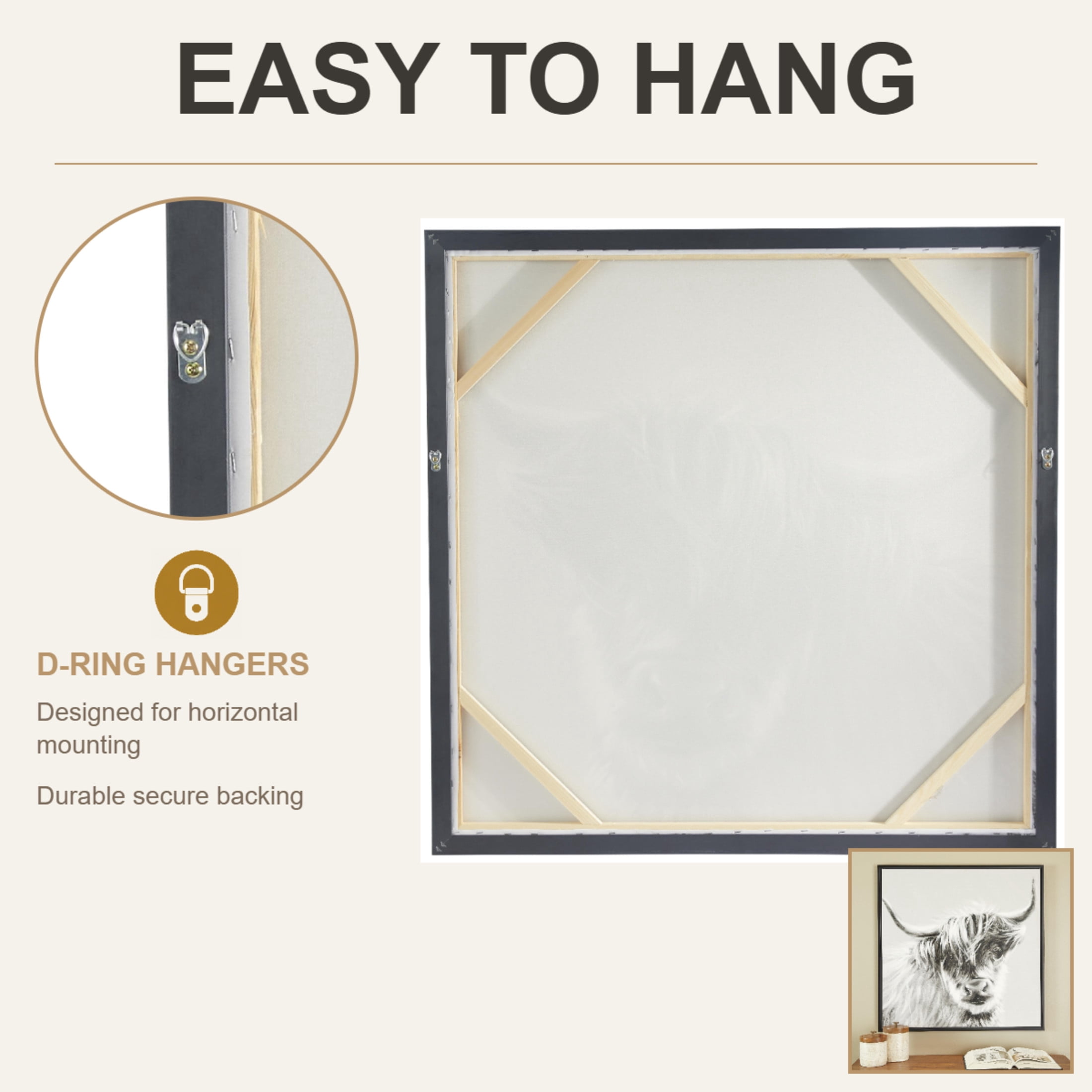 37" x 37" Shaded Bull Framed Wall Art with Black Frame, by DecMode