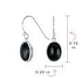 thumbnail image 4 of Bling Jewelry Womens Black Onyx Bezel Set Oval Cabochon Gemstone Drop Earrings Gold Plated 925 Silver, 4 of 4