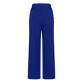 thumbnail image 5 of Povozer Women's Satin Pants Dress Casual Pleated Pull on High Waist Pants with Pockets(Blue,L), 5 of 6