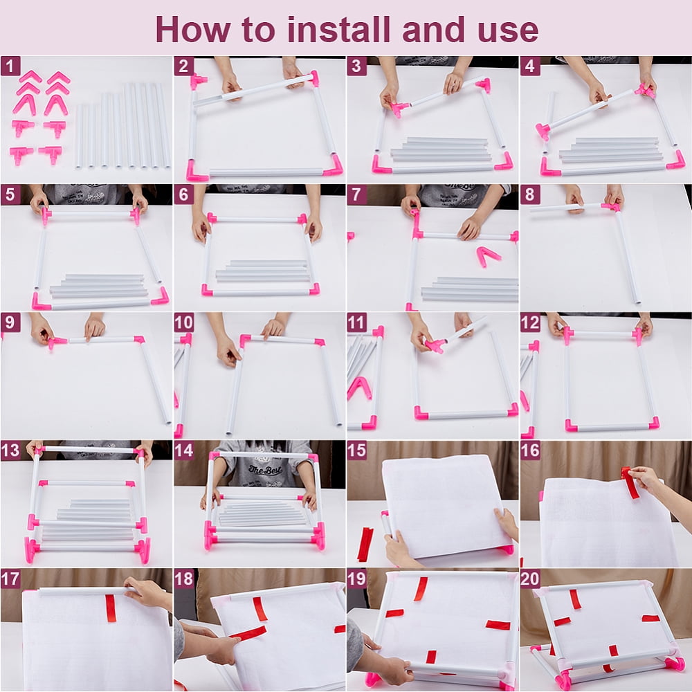 1 Set Plastic Scroll Embroidery Frames Embroidery Hoops Needlepoint Stretcher Frame Household Handheld Stitch Sewing Tool Deep Pink 94x90x20mm