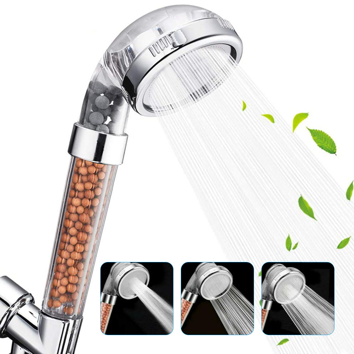 Shower Head, 3 Filters High Pressure Antilime Scale Showerhead Combo Chrome