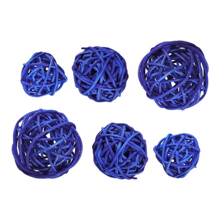 

15pcs Wicker Rattan Ball Wedding Christmas Party Hanging Decoration ry Mobiles 3cm 4cm 5cm (Dark Blue)