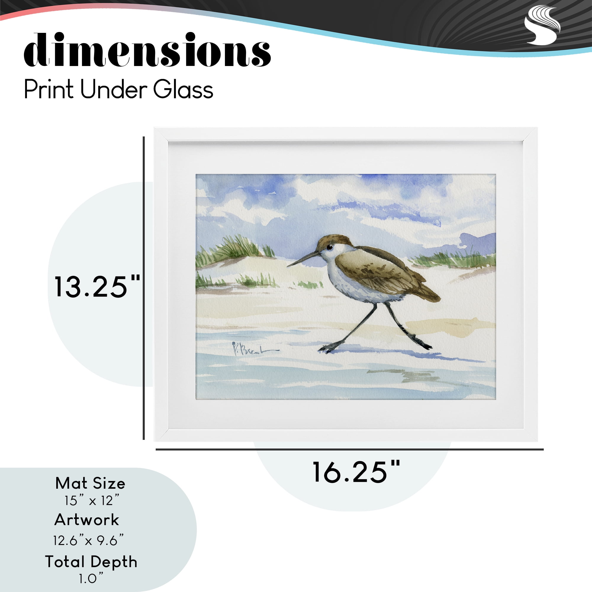 Stupell Industries Inlet Beach Sandpiper Running White Framed Print Under Glass, design by Paul Brent