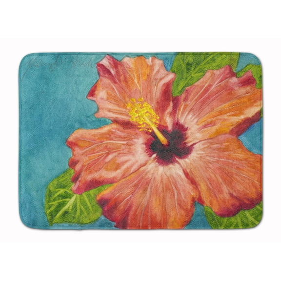 Coral Hibiscus by Malenda Trick Machine Washable Memory Foam Mat