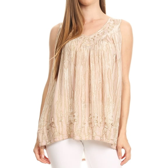 Sakkas Boho Love Sleeveless Blouse - Bittersweet - One Size