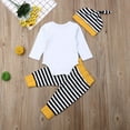 thumbnail image 4 of Canrulo Mama's Boy Newborn Infant Baby Boy Romper Tops Stripe Pants Trousers 3PCS Outfits Clothes White 3-6 Months, 4 of 8