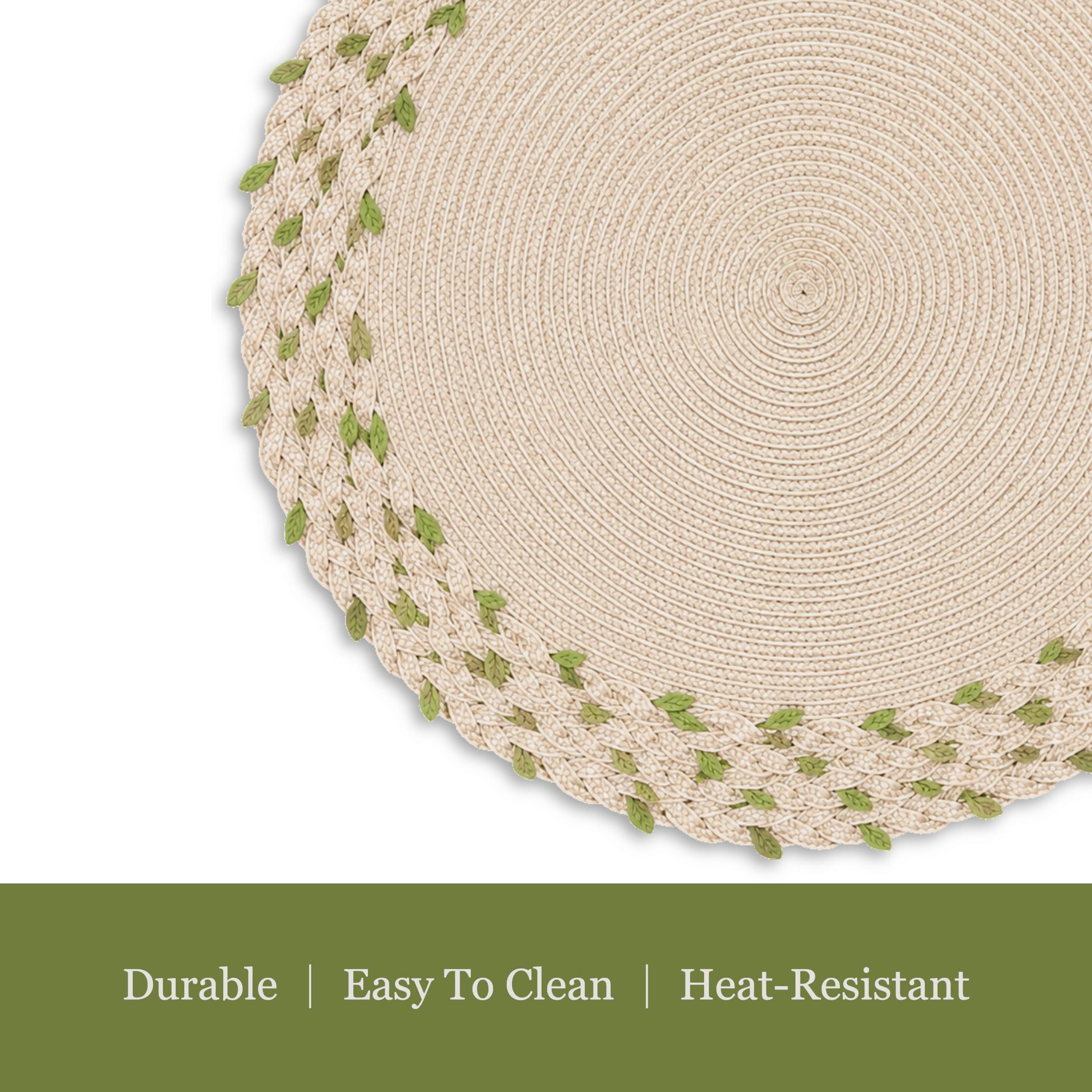 Dainty Home Set of 6 Placemats | Elegant and Durable | 15x15 in Round Woven Non-Slip Washable Place Mats | Tear-Resistant Heat | Resistant Placemats