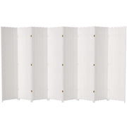 Red Lantern 7 ft. Tall Woven Fiber Folding Screen - White - 8 Panel