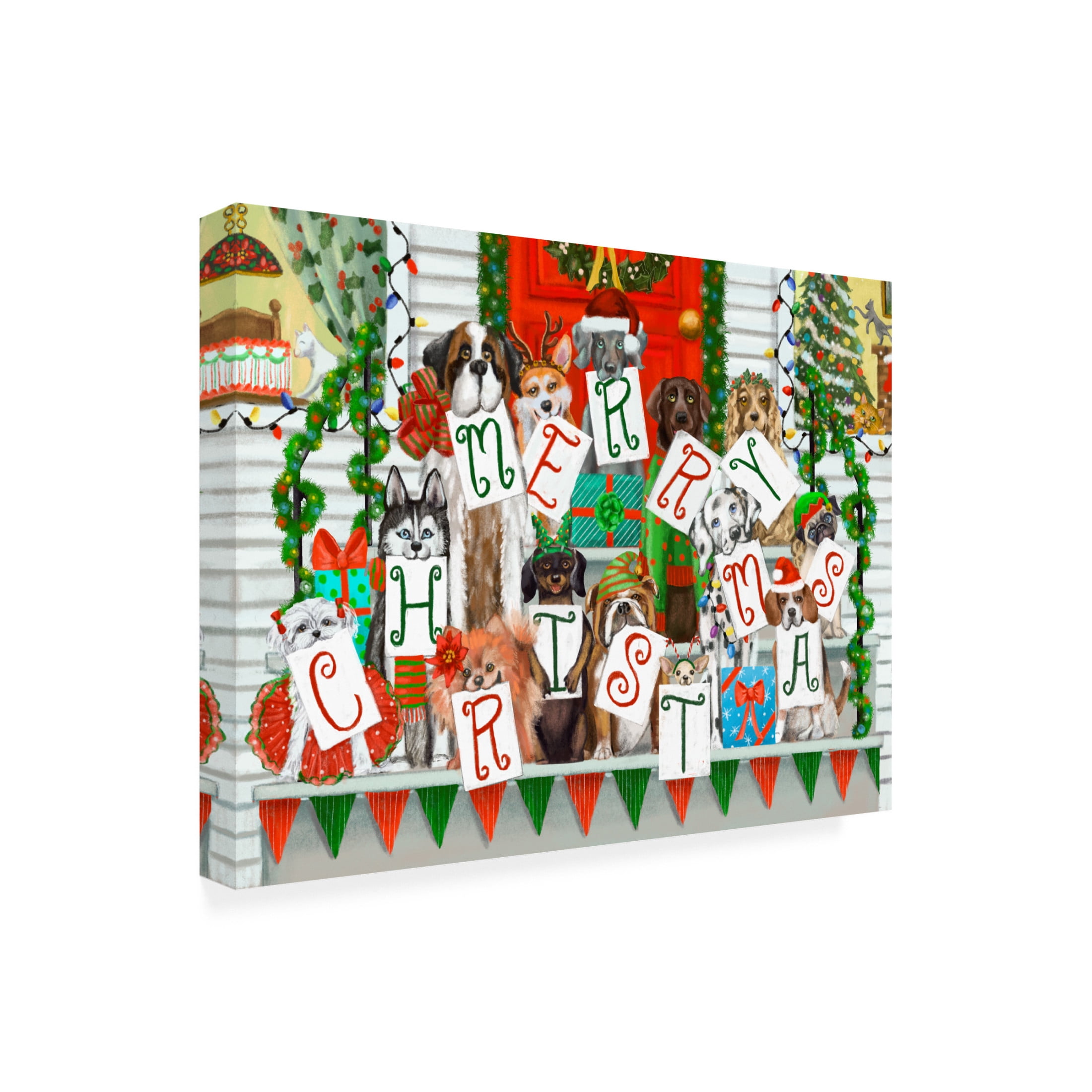 Canvas Wall Art - Christine Rotolo 'Doggie Merry Christmas' Wall Art for Living Room, Bedroom, or Office Décor by Trademark Fine Art - 24 x 18 Inches