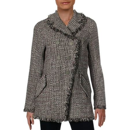 Nic + Zoe Womens Up to Date Tweed Collarless Peplum Jacket