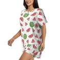thumbnail image 2 of Kdxio Hand Drawn Watermelon Print Pajamas Sets for Women Short-Sleeved Pjs with Lounge Shorts Two Piece Sleepwear S-4XL, 2 of 9