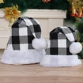 thumbnail image 3 of Ludlz Christmas Santa Hat Plaid Santa Hat Luxury Plush Hat for Christmas Costume Party and Holiday Event, 3 of 3