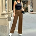 thumbnail image 4 of Brglopf Dress Yoga Pants for Women High Waisted Wide Leg Pants with Pockets Stretch Slacks Loose Casual Lounge Sweatpants Brown S, 4 of 8