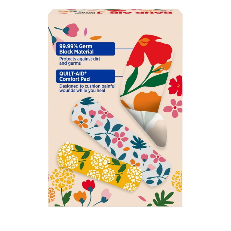 Band-Aid Brand Flexible Fabric Bandages, Wildflower, Assorted, 30 Ct 