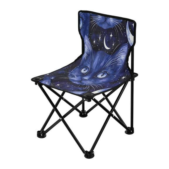 Outdoor Folding Chair 14.46x14.46x22.83 Inches, Camping Folding Chair Easy to Carry Ideal for Outdoor Picnics Camping Park Fishing Moonlight Cat